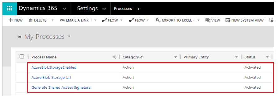 Blob storage processes.