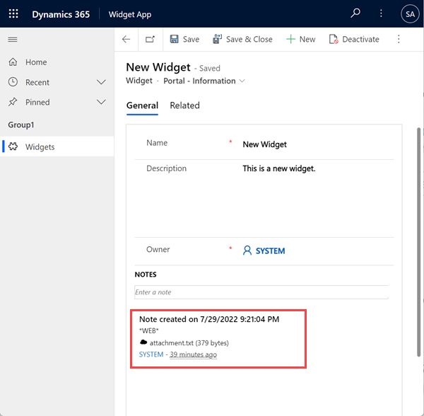 File attachment added to Dataverse form on a model-driven Power Apps stored in Azure.