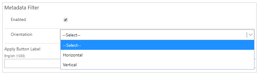 Metadata filter settings.