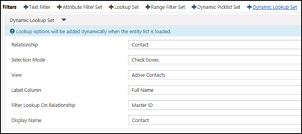 Dynamic lookup settings.