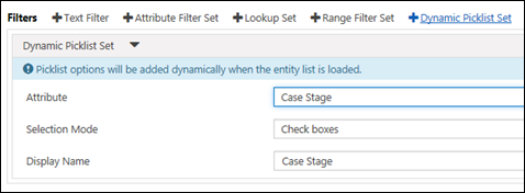 Dynamic picklist settings.