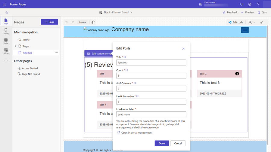 How to add parameters to custom component.