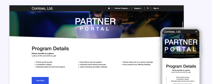 Partner template landing page.