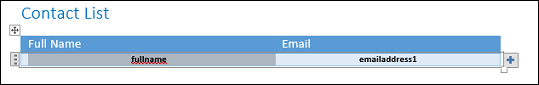 Create a table and add content control fields.