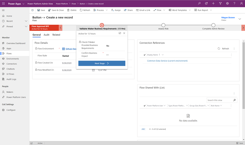 Flow Approval BPF - Validate Maker Requirements.