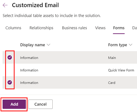 Select the form you want to customize