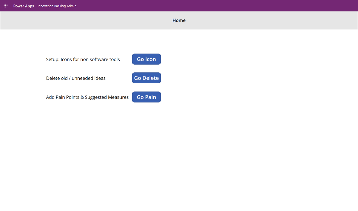 Innovation Backlog Admin app.