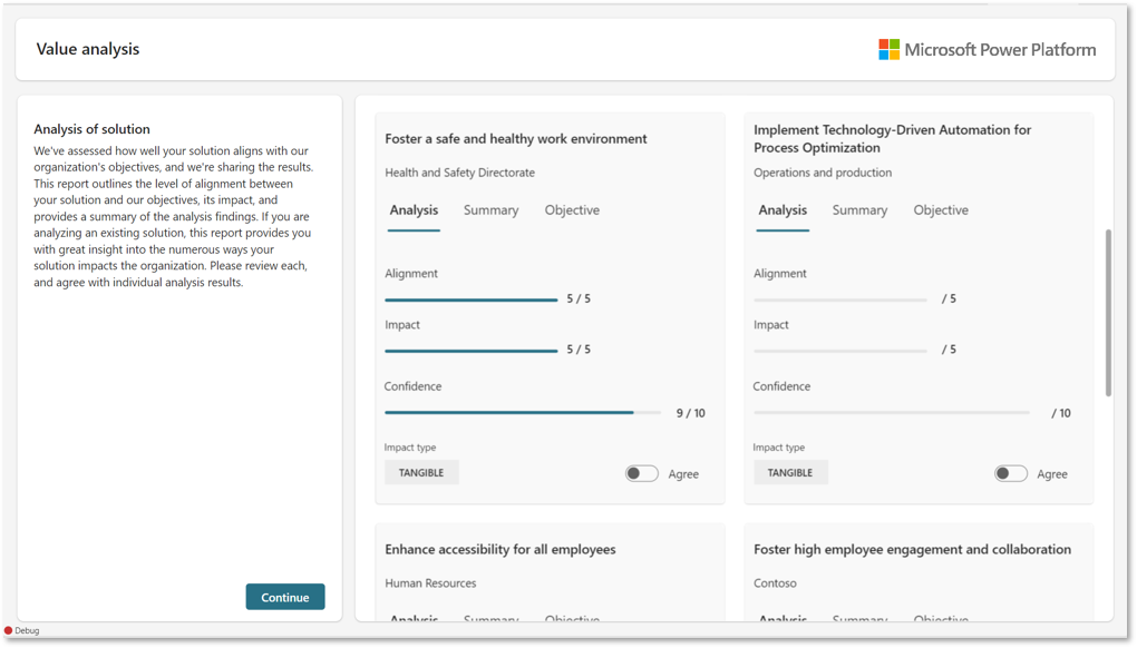 Screenshot of strategic alignment screen.