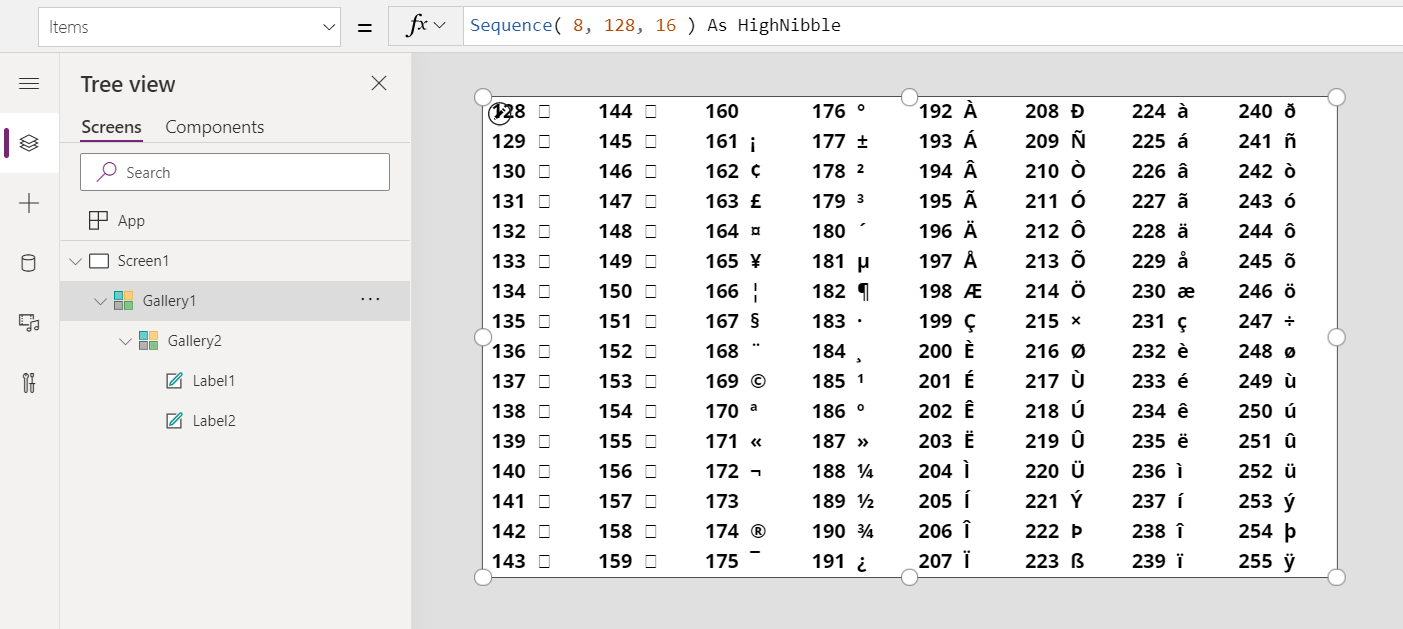 Extended ASCII characters.