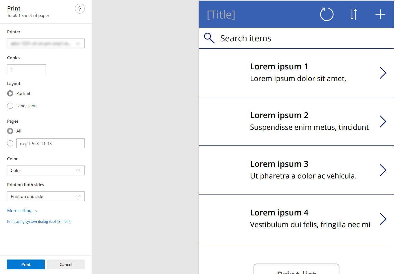 Default print browser to print or save.