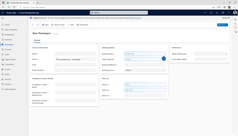 Form fill assistance screenshot of suggested field.