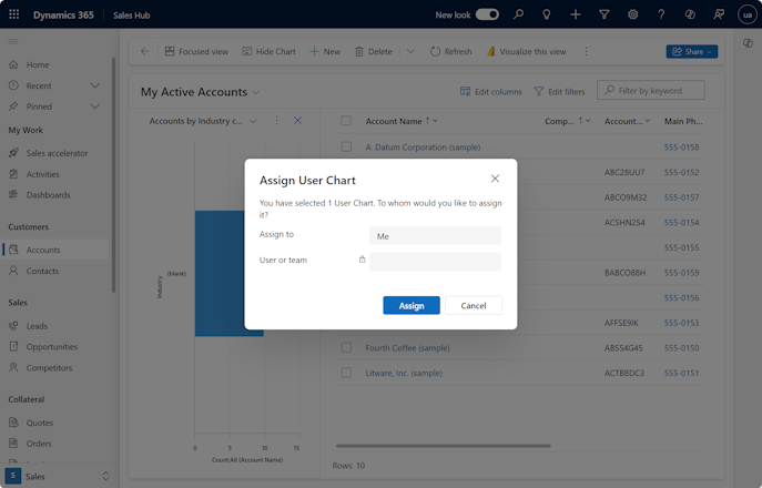 Assign user chart dialog