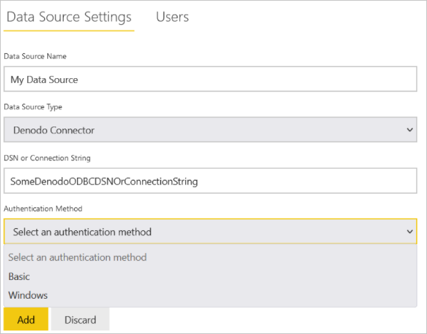 Add Denodo Data source.