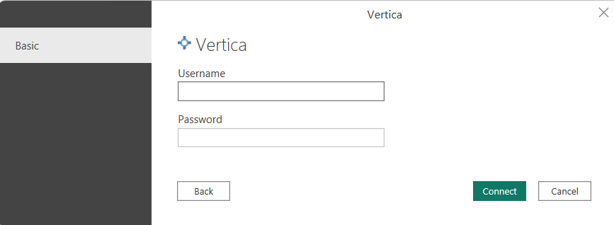 Image of the authentication dialog with Database authentication configuration.