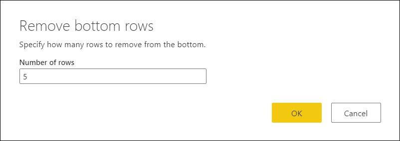 Remove bottom rows dialog box.