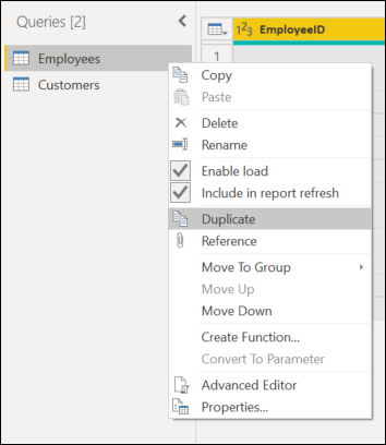 Queries Pane Duplicate.