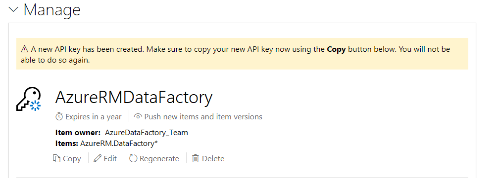 Obtaining new API key value