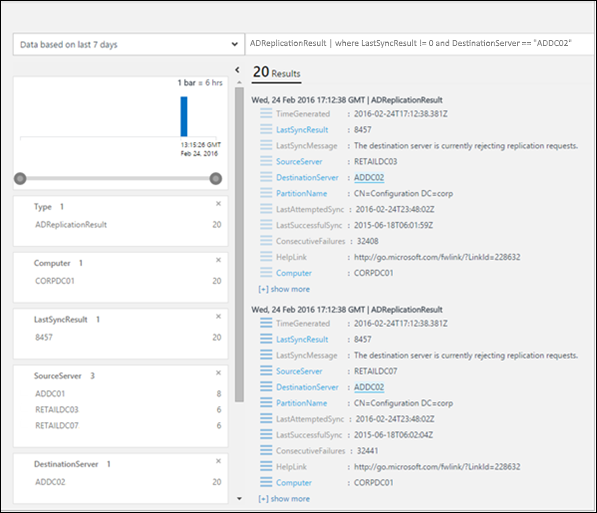 AD replication status errors in query results