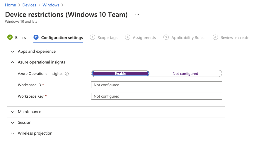 Screenshot that shows setting an Intune policy.