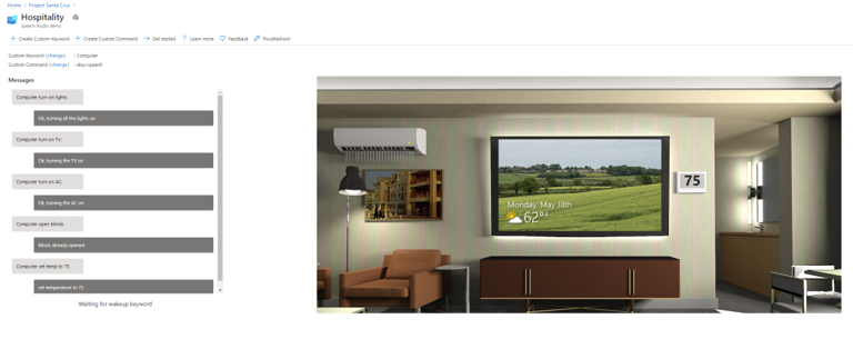 Screenshot of hospitality demo window.