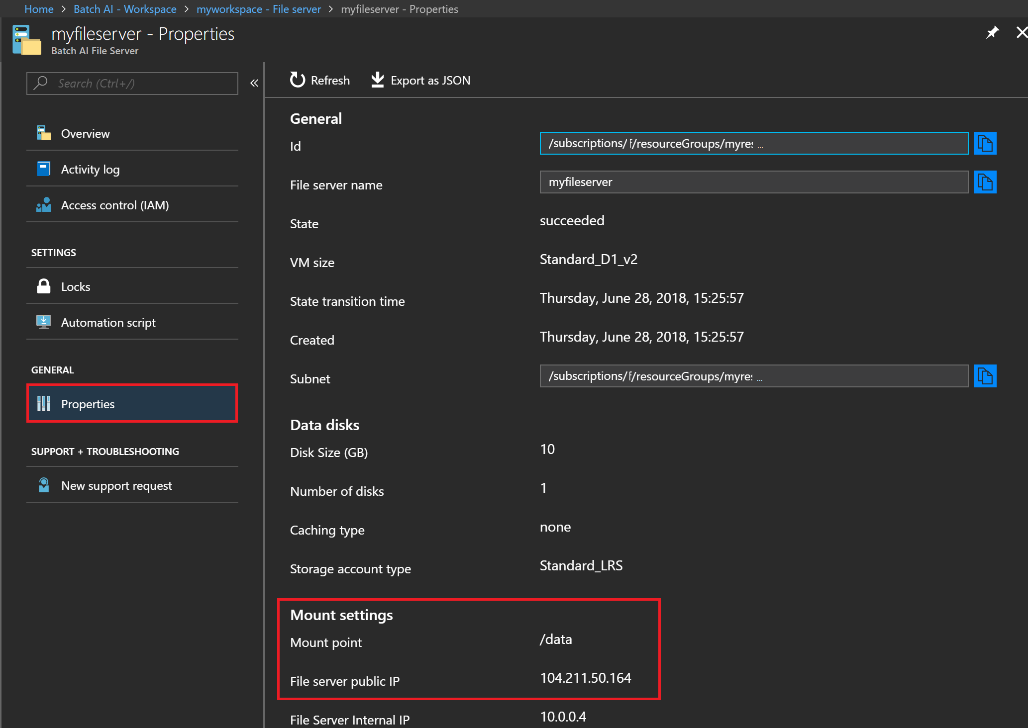 File server properties