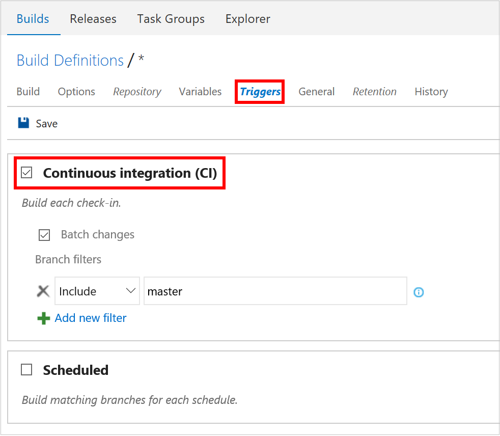 Azure DevOps Services - Build Trigger Configuration