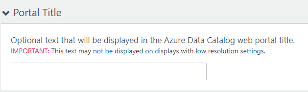 Portal title expanded, showing the text box where optional text can be added.