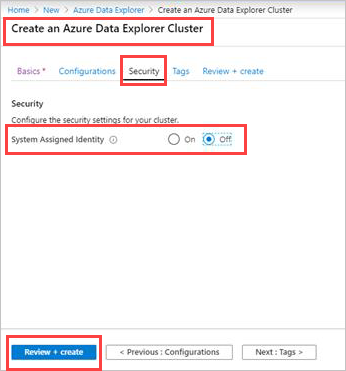 Add system assigned identity to new cluster.