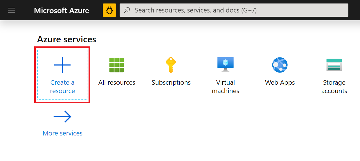 Create an Azure resource in Azure portal