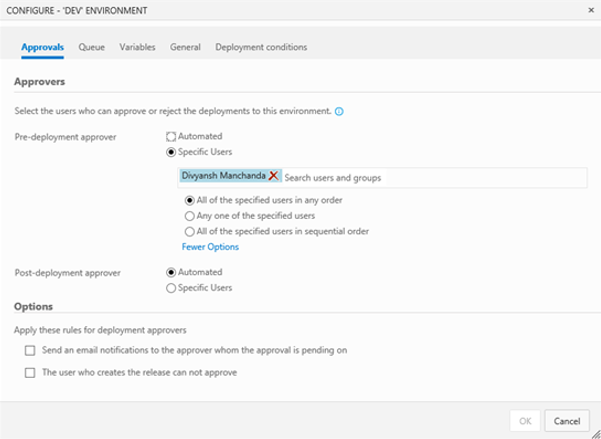 Configuring approval options