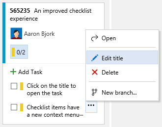 Checklist context menu