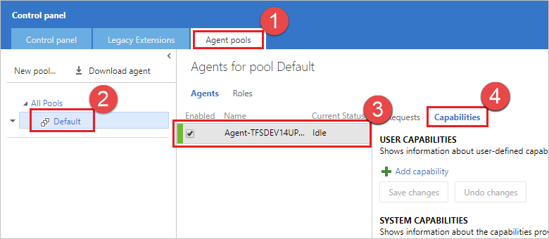 Choose the Agent capabilities tab, 2015.