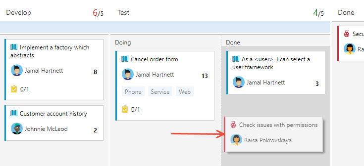 Screenshot showing Kanban board with split column.