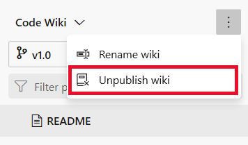 Screenshot of Unpublish a wiki confirmation dialog.