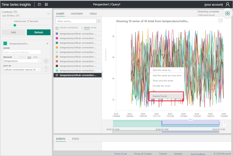 Time Series Insights explorer events