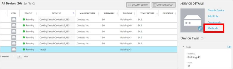 List devices in dashboard