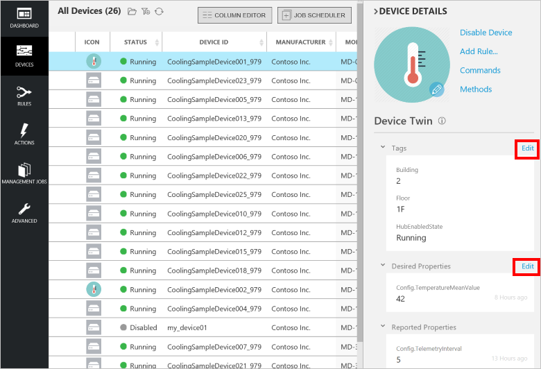 Device details pane