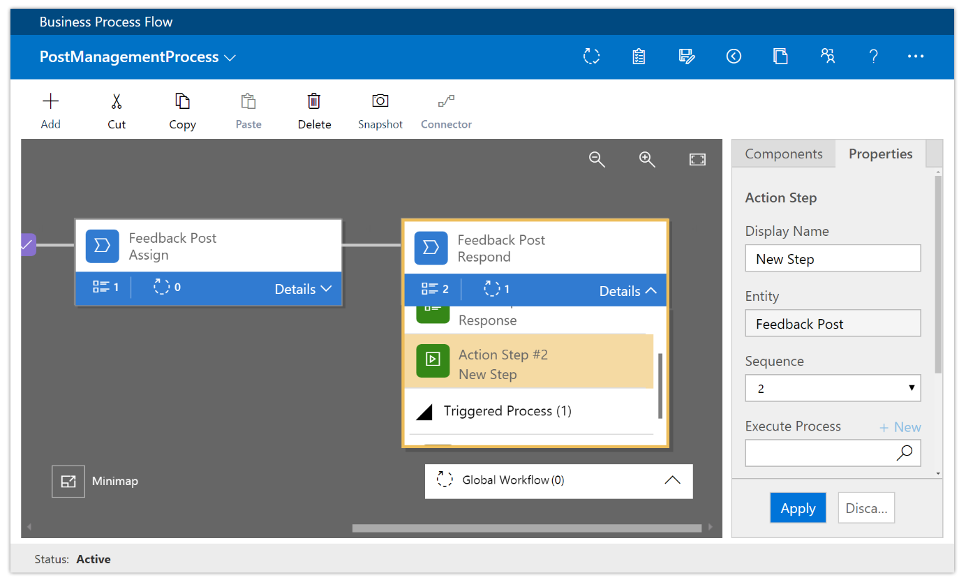 A screenshot of an action added to the Opportunity business process flow