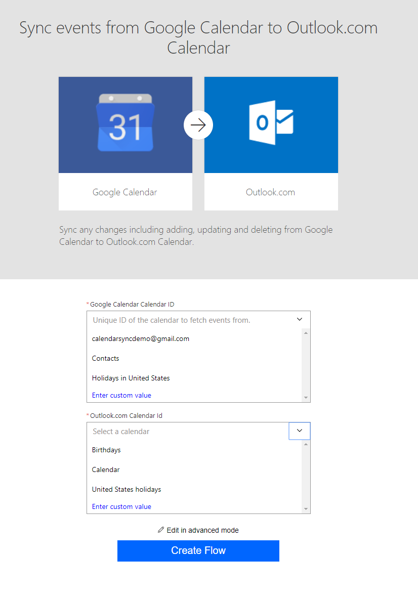 Configure template