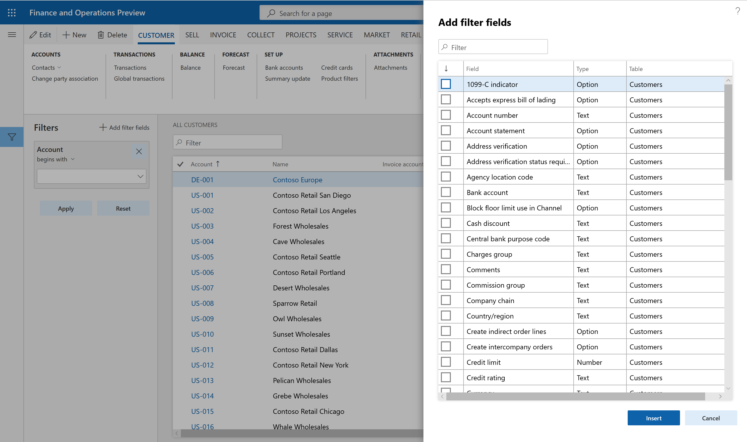 Updated Add filter fields experience