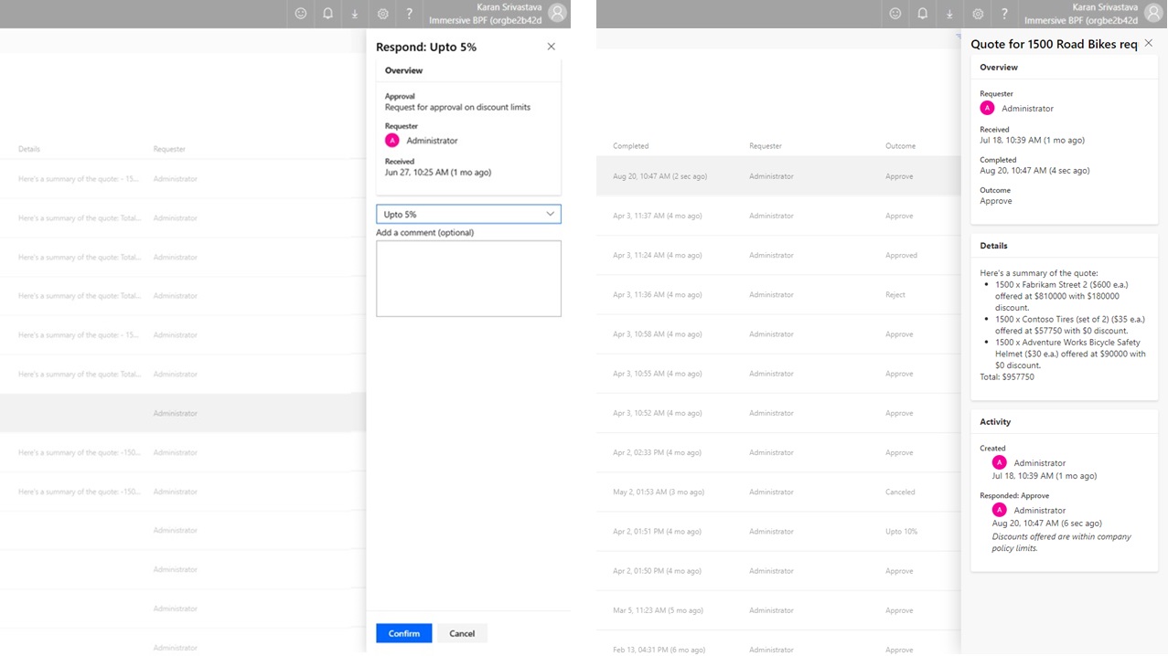 Approval pane