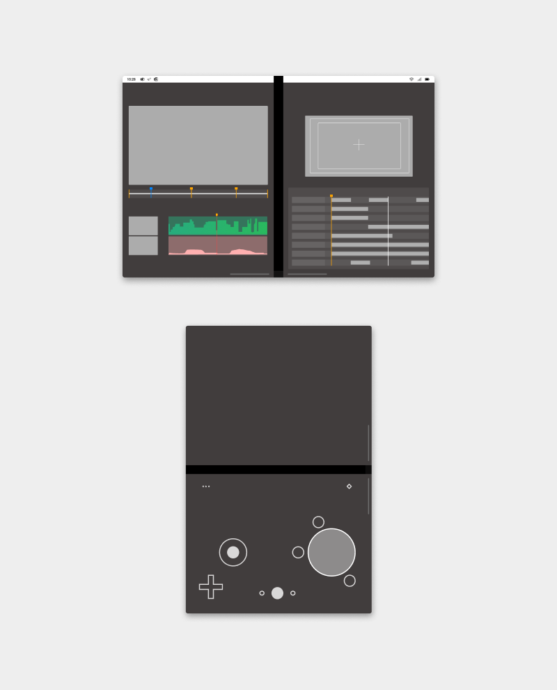 Diagram shows the companion pane pattern with different elements on different panes in a landscape and portrait pattern.