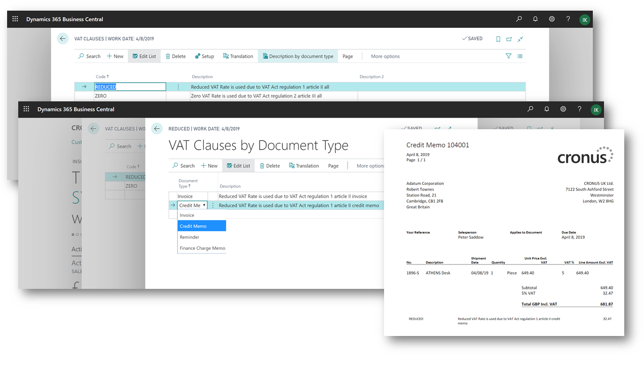 Different VAT clauses