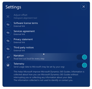 Narration setting in HoloLens