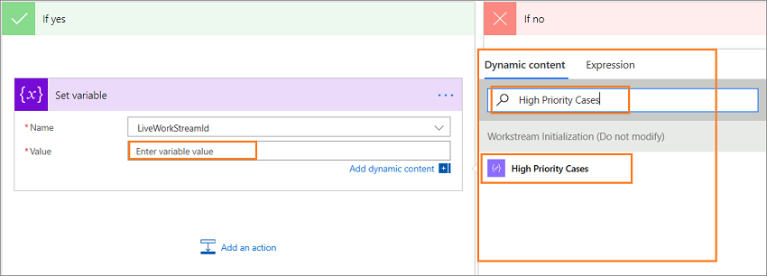 Set the If yes variable value.