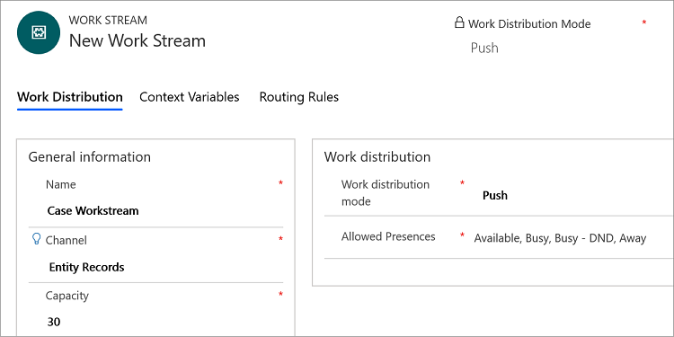 Specify values for the fields.