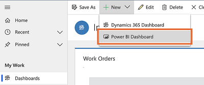 Select Power BI Dashboard option.