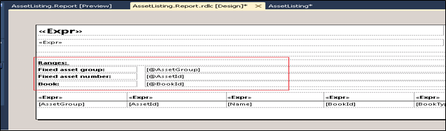 AssetListing report body design