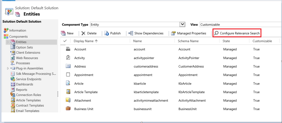 Configure Relevance Search