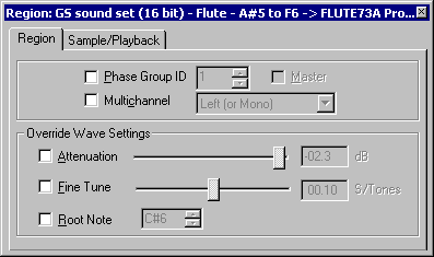 Region Properties Region tab 